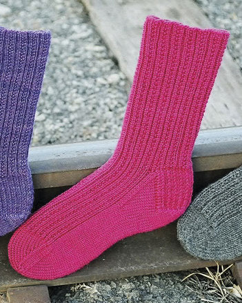 AC51 Railroad Rib Socks in 3 yarn weights