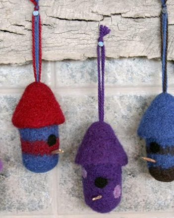 FT227e Felt Birdhouse Ornaments ~ PDF Digital Download